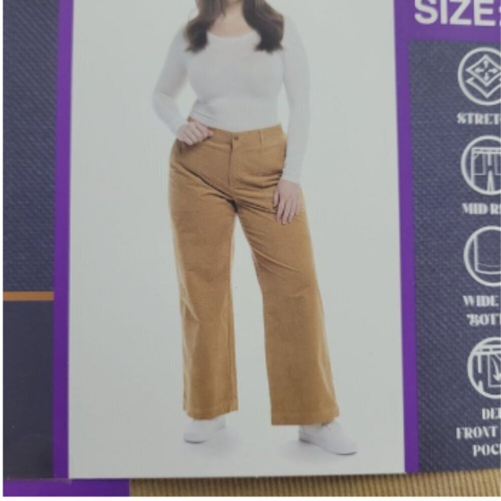 NEW Weatherproof Vintage Corduroy Womens 14 Tan Wide-Leg Pants/ 26PT